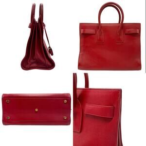 Saint Laurent Sac Jour de Shoulder Leather Bag Red